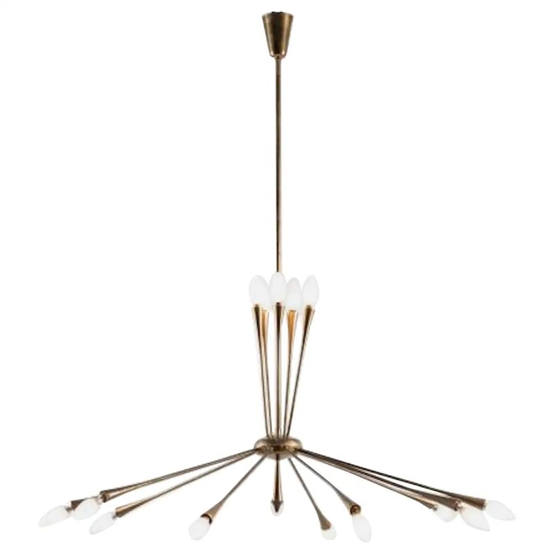 1950s Mid-Century Modern Huge Sputnik Chandelier by Oscar Torlasco for Lumi