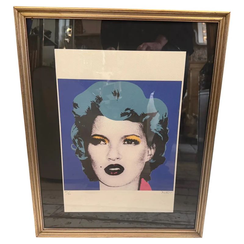 21st Century Framed Kate Moss 30/60 Numbered Lithography by Banksy
