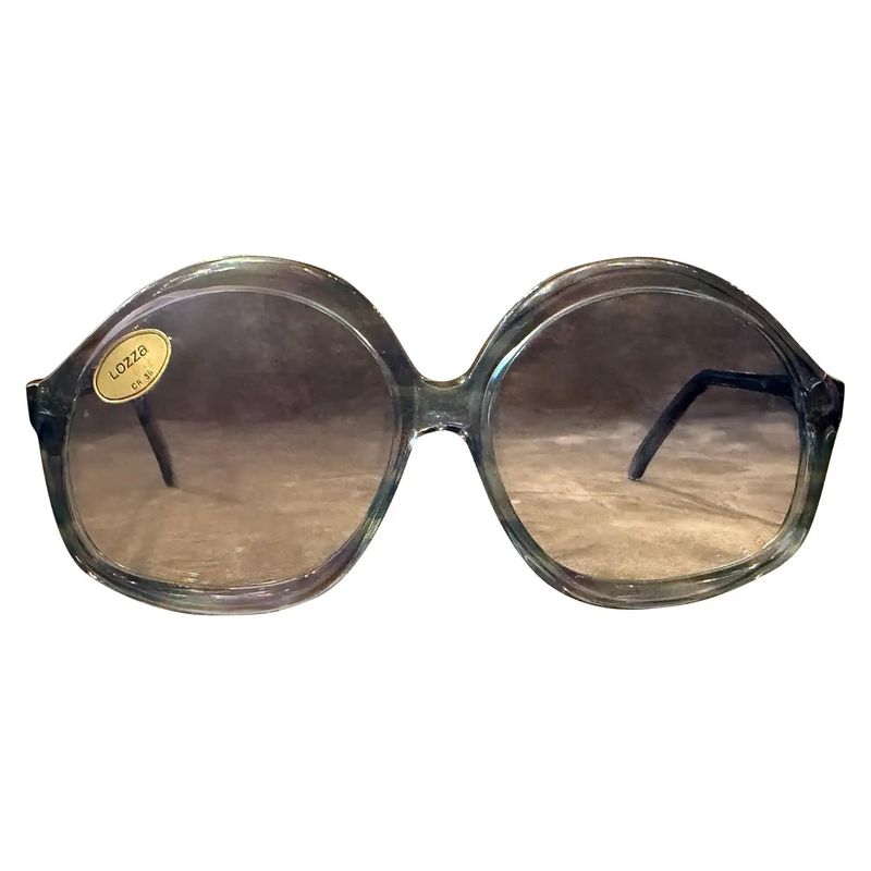 1970s Oversized Marbled Blue Vintage Italian Sunglasses by Lozza