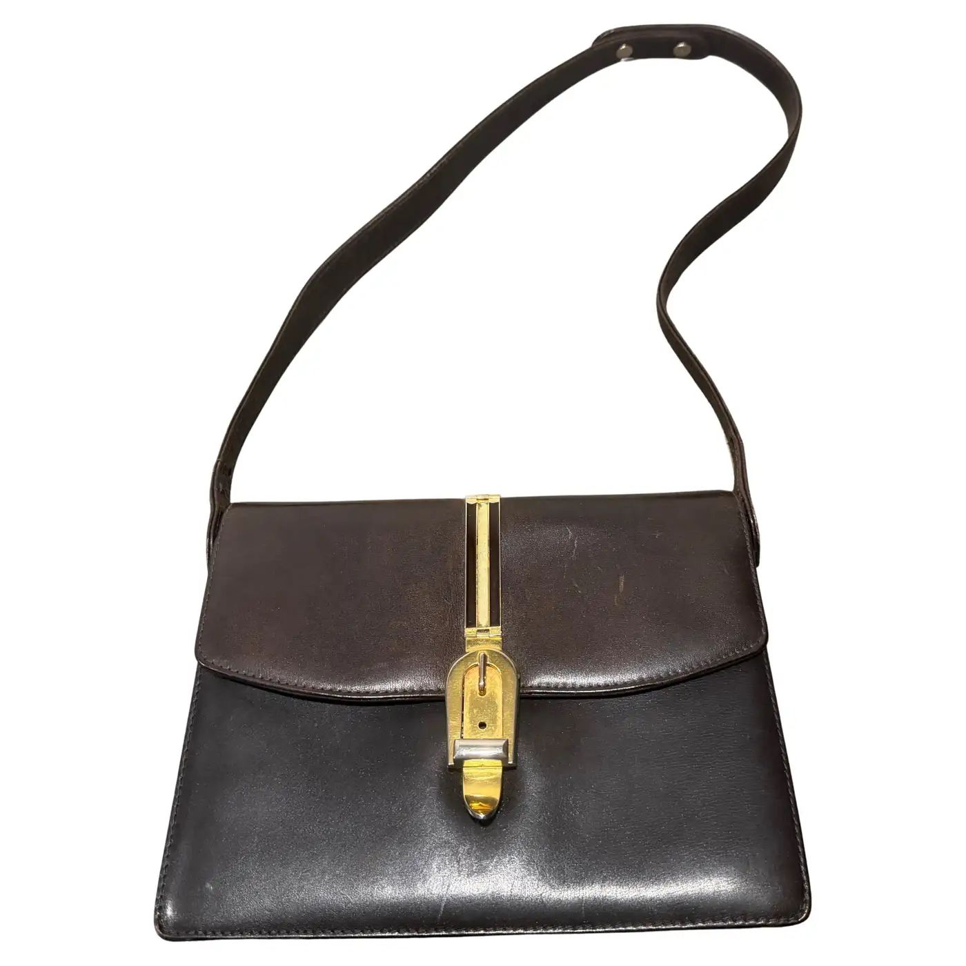 An Elegant 1970s Chocolate Brown Leather Italian Shoulder Bag An Elegant 1970s Chocolate Brown Leather Italian Shoulder Bag
