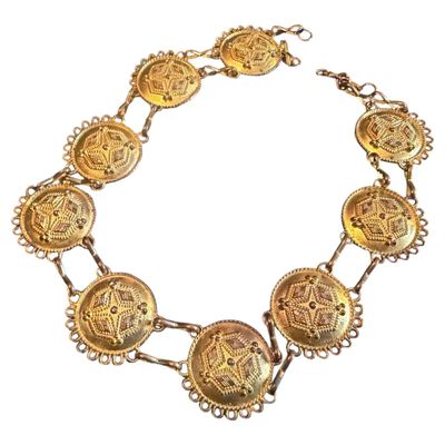 1970s Costume Jewelry Gilded Metal Medallion Italian Necklace