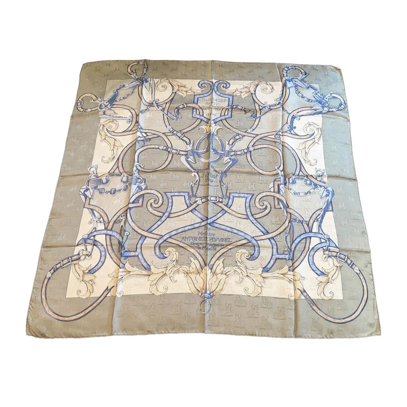 1990s Instruction du Roy Silk Carré Scarf by Hermes