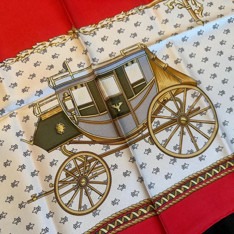 1990s "Messageries et Diligences" Carré Silk Scarf by Celine Paris