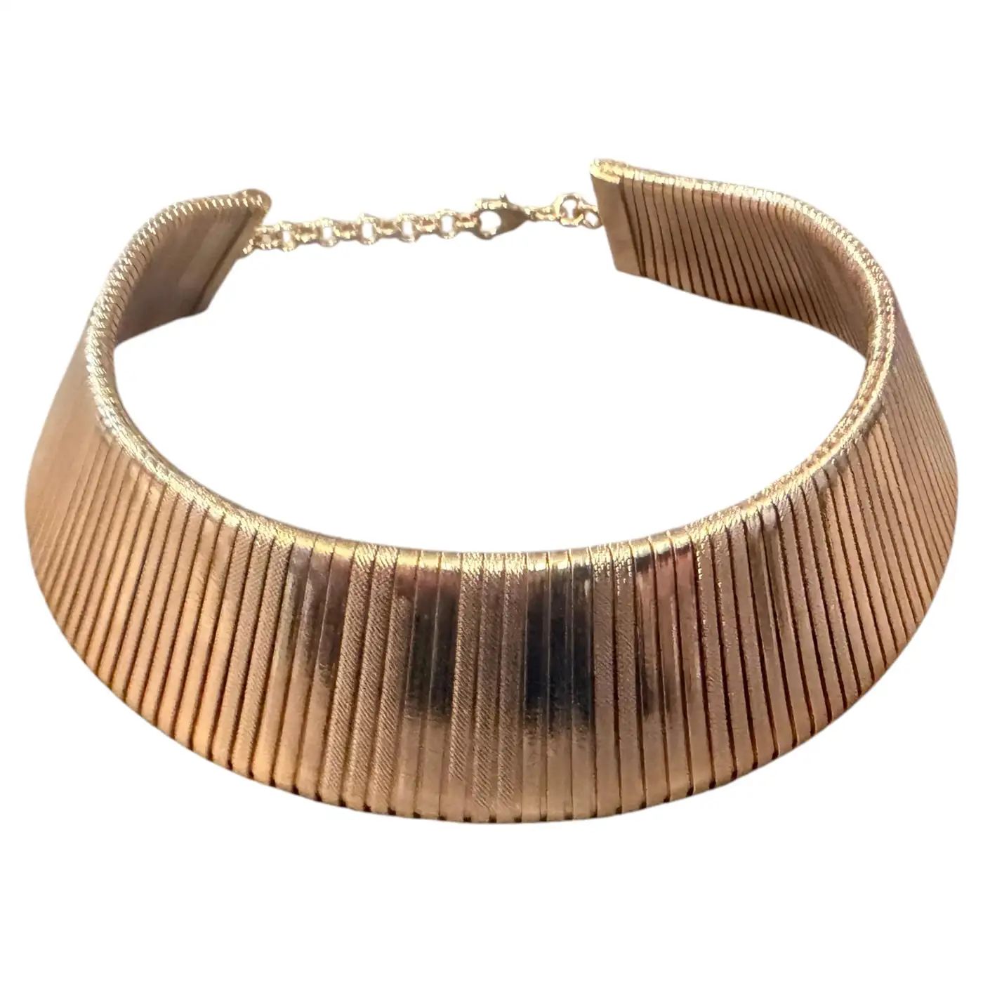 1990s Costume Jewelry Hand-Crafted Red Gilded Metal Italian Choker