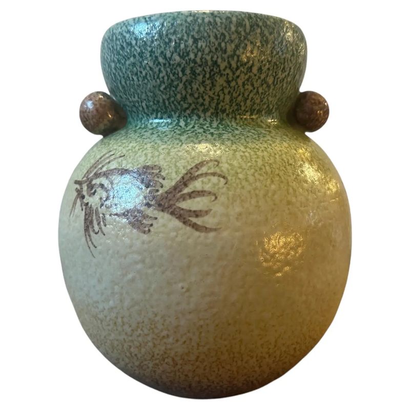 1930s Art Deco Futurist Hand-Painted Ceramic Vase by Iama Albisola