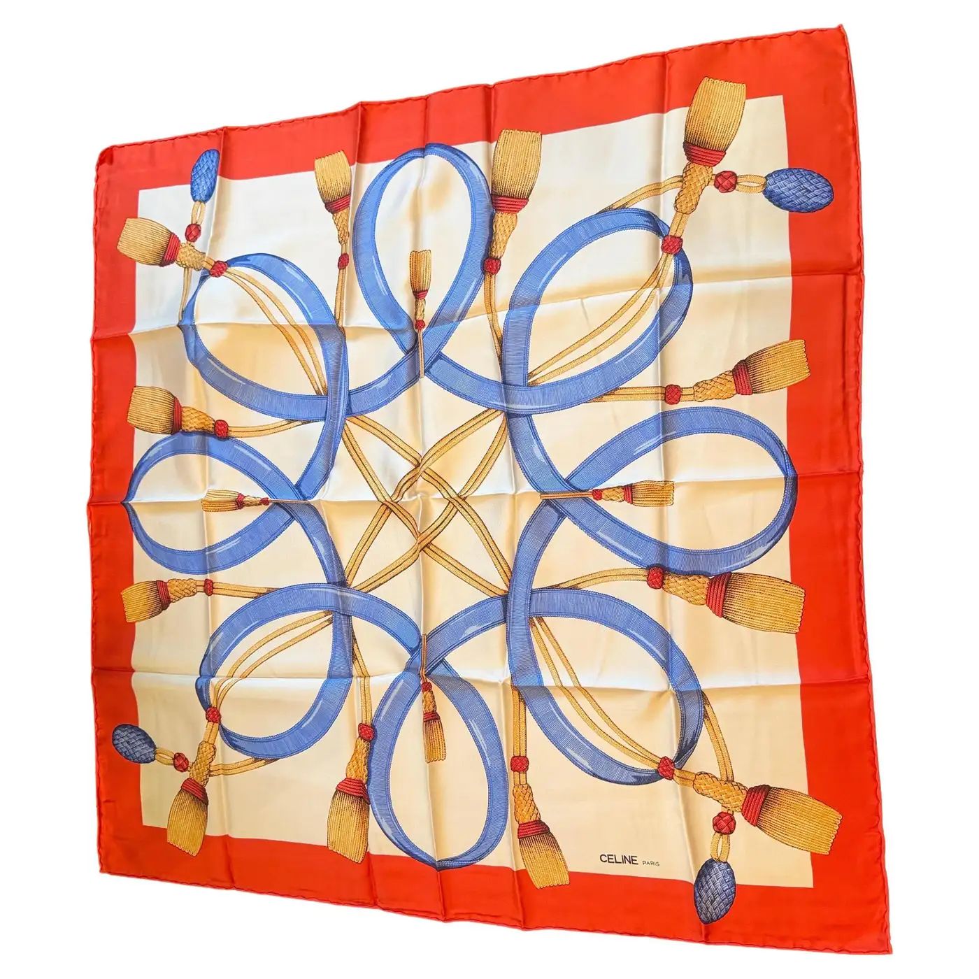 1990s Equestrian Inspired Silk Scarf by Celine Paris