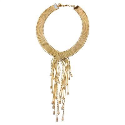 2000s Vintage Costume Jewelry Gilded Metal and Faux Pearls Necklace