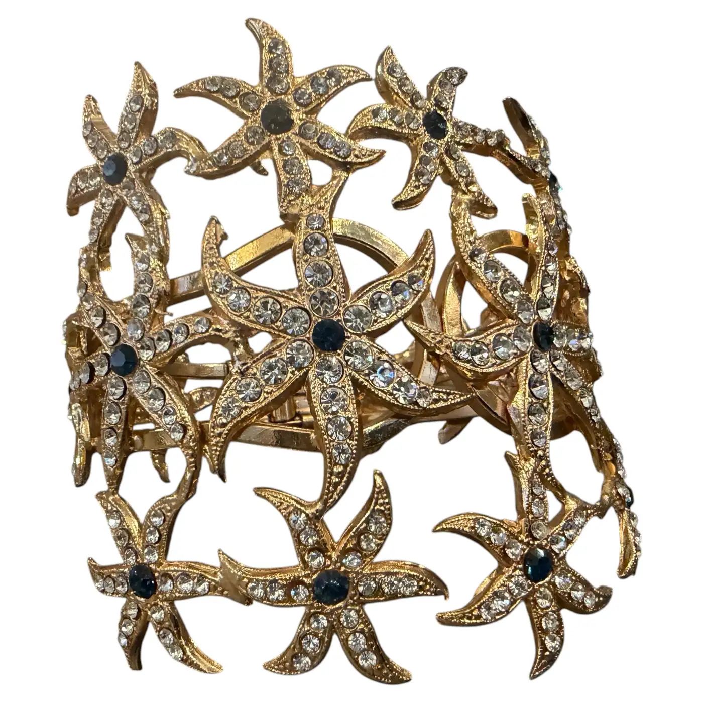 2000s Vintage Costume Jewelry Gilded Metal and Crystals Italian Bangle Bracelet 2000s Vintage Costume Jewelry Gilded Metal and Crystals Italian Bangle Bracelet