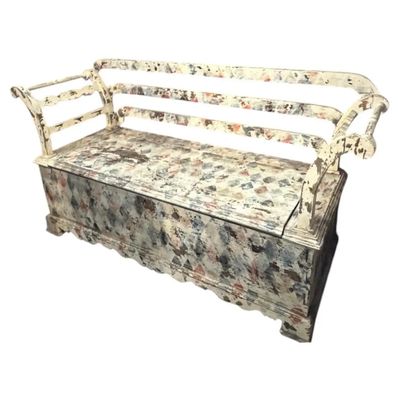 19th Century Louis Philippe Lacquered Fir Sicilian Chest with Backrest