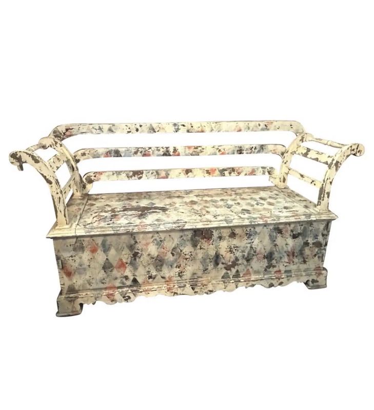 19th Century Louis Philippe Lacquered Fir Sicilian Chest with Backrest