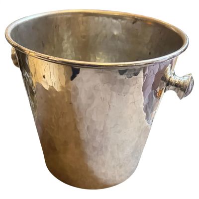 1970s Mid-Century Modern Silver Plated Hammered Italian Wine Cooler