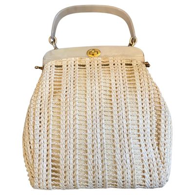 1950s High Quality Bakelite and Woven White Cotton Italian Hand-Bag   2