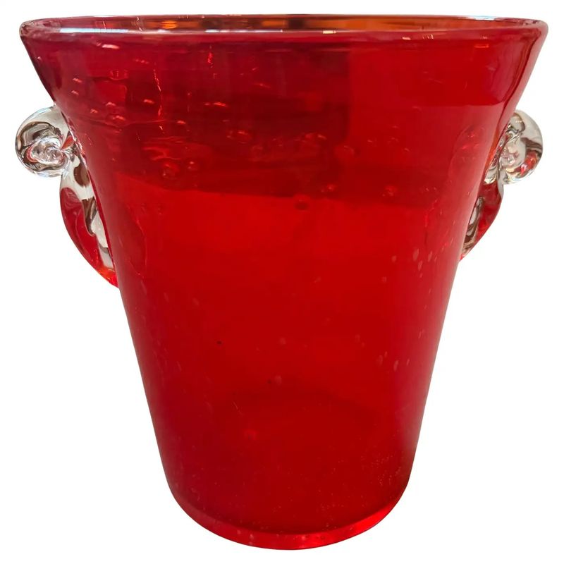 1970s Modern Red Murano Glass Wine Cooler, Hand-Crafted, Italy