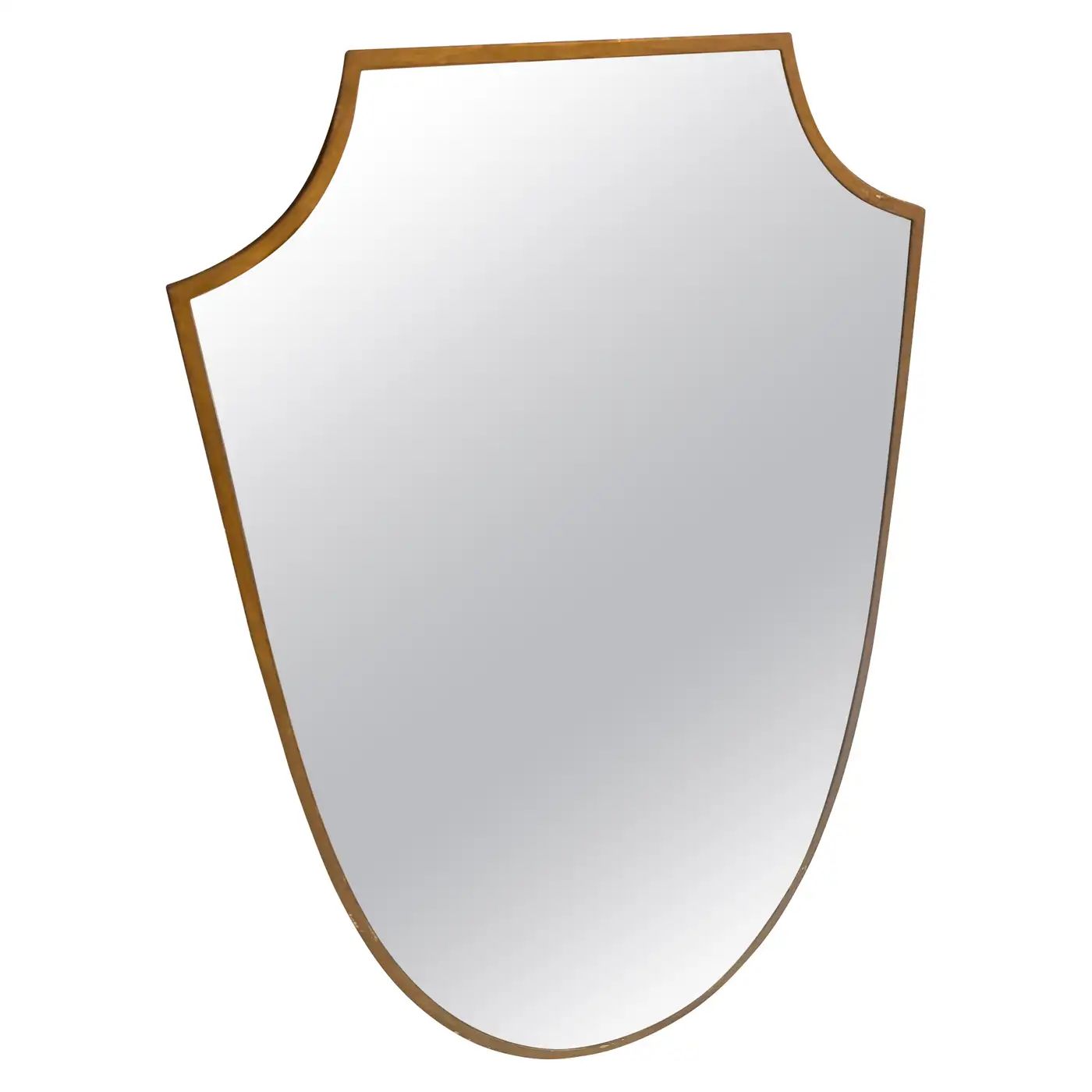 1950s Gio Ponti Style Mid-Century Modern Brass Shield Italian Wall Mirror 1950s Gio Ponti Style Mid-Century Modern Brass Shield Italian Wall Mirror