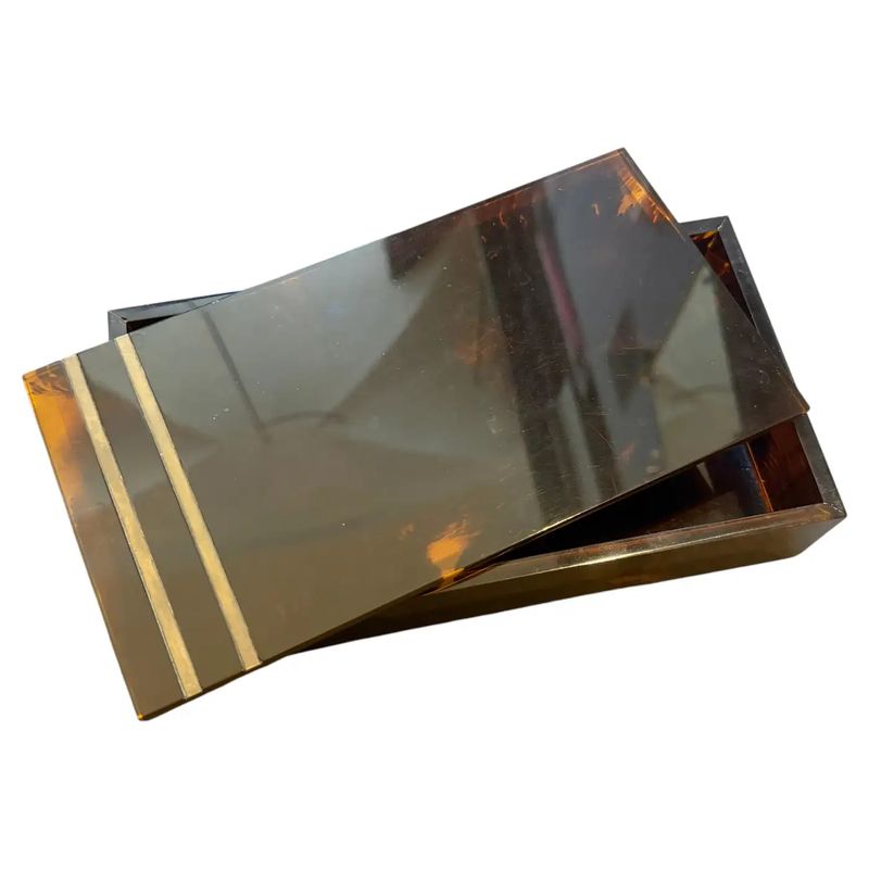 1970s Mid-Century Modern Faux Tortoiseshell Lucite Luxury Box Dior Home Style