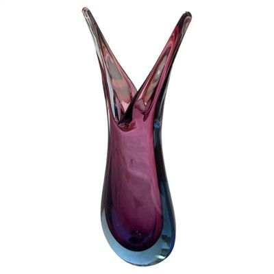 A 1970s Modern Purple and Blue Sommerso Murano Glass Vase by Flavio Poli