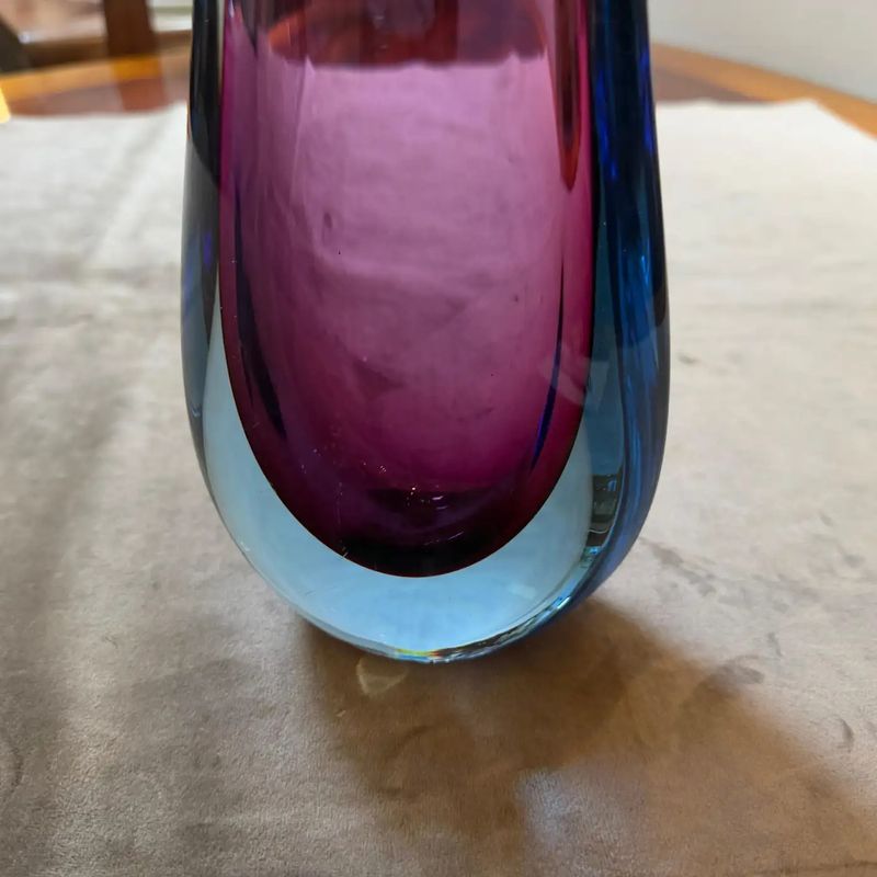 A 1970s Modern Purple and Blue Sommerso Murano Glass Vase by Flavio Poli