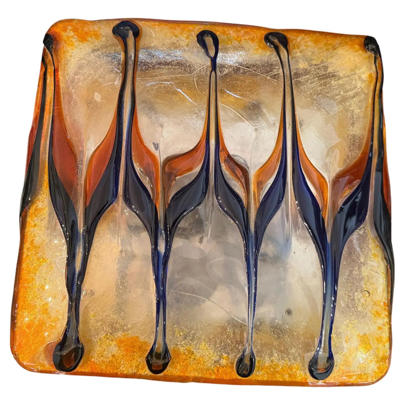 1960s Mid-Century Modern Orange and blue Ceiling Light By Nason for Mazzega