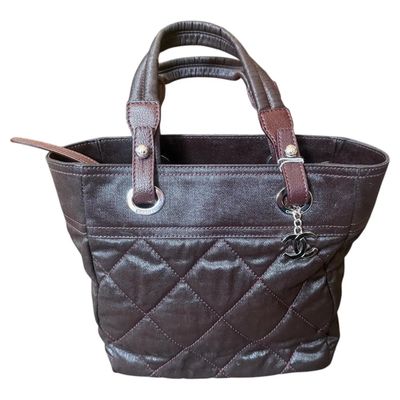 2006 Vintage Chanel Dark Chocolate Brown Coated Canvas Tote Bag