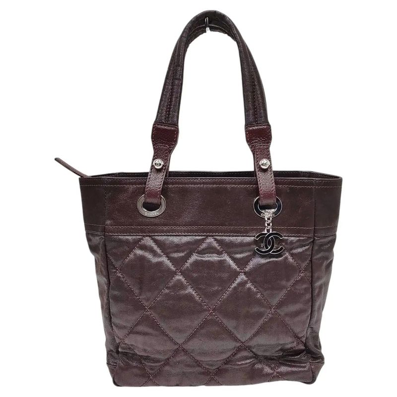 2006 Vintage Chanel Dark Chocolate Brown Coated Canvas Tote Bag