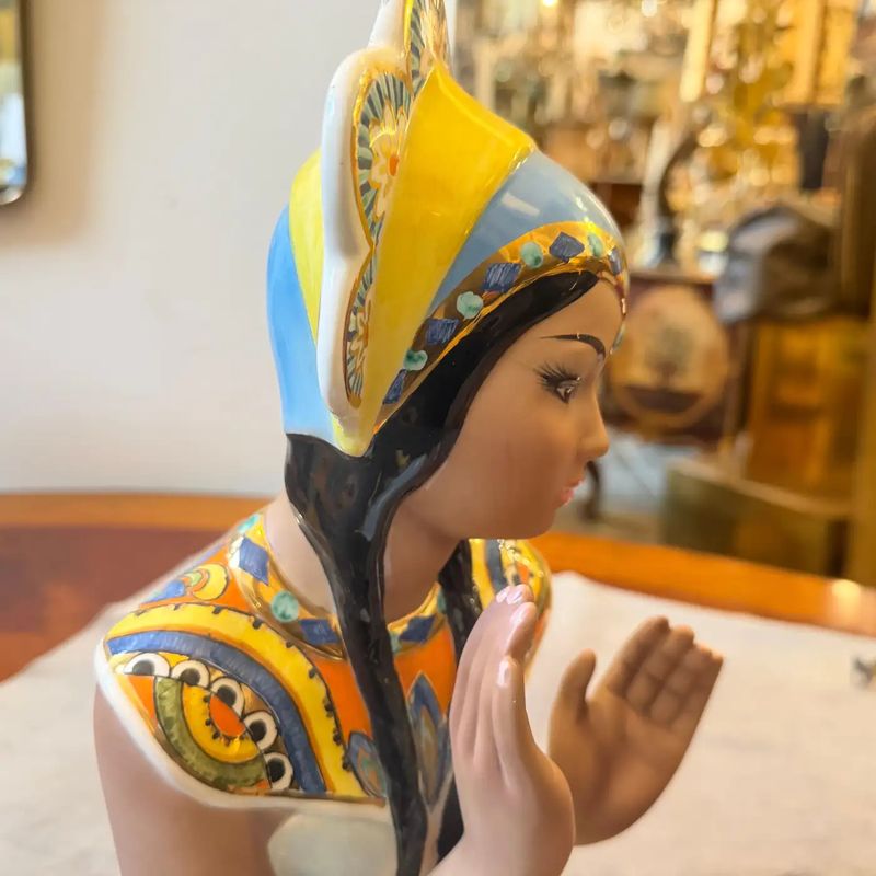 1950s. Hand-Painted Porcelain Oriental Woman Figure by Ronzan