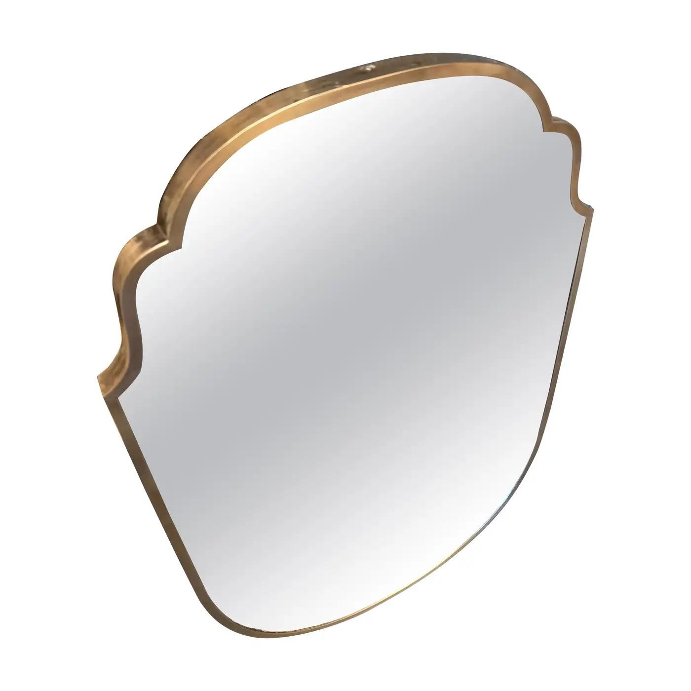 1950s Mid-Century Modern Gio Ponti Style Solid Brass Wall Mirror 1950s Mid-Century Modern Gio Ponti Style Solid Brass Wall Mirror