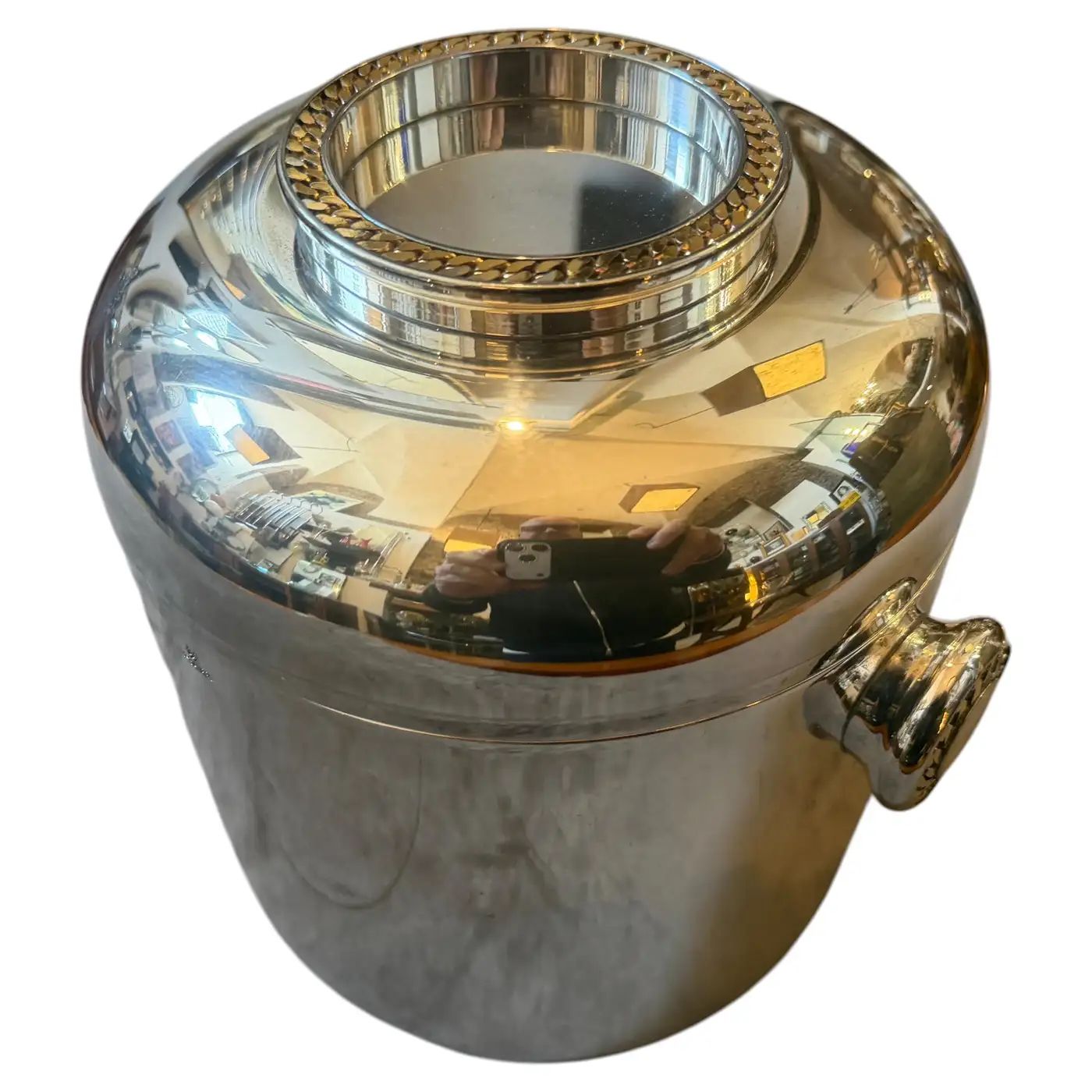 1970s Mid-Century Modern Silver plate and Brass Luxury Wine Cooler by Cesa 1882