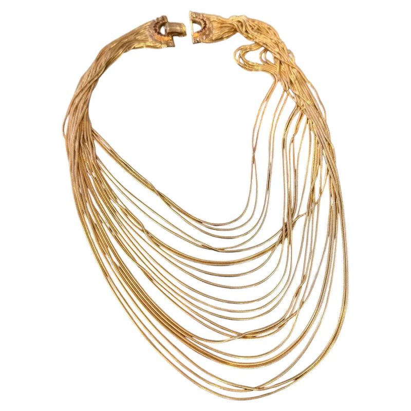 2010s High Quality Costume Jewelry Gilt Metal Italian Multi-Strand Necklace