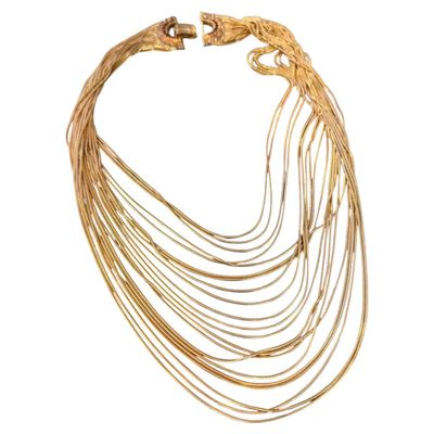 2010s High Quality Costume Jewelry Gilt Metal Italian Multi-Strand Necklace
