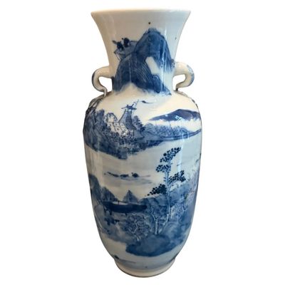 Late Qing Period Traditional Blue and White Ceramic Chinese Vase