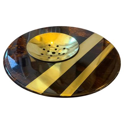 1970s Dior Home Style Mid-Century Modern Faux Tortoiseshell Lucite Centerpiece