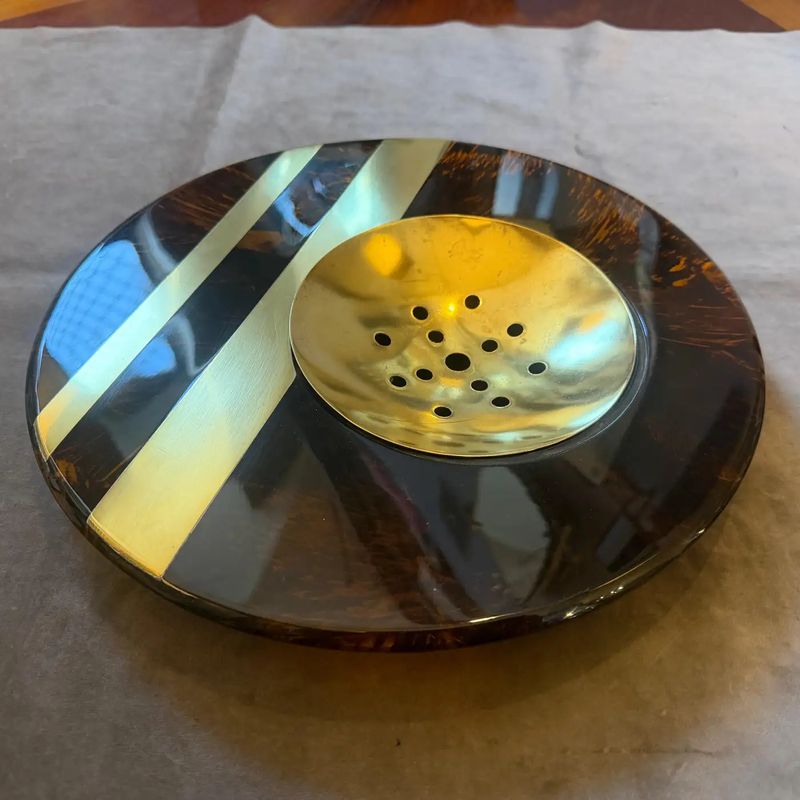 1970s Dior Home Style Mid-Century Modern Faux Tortoiseshell Lucite Centerpiece