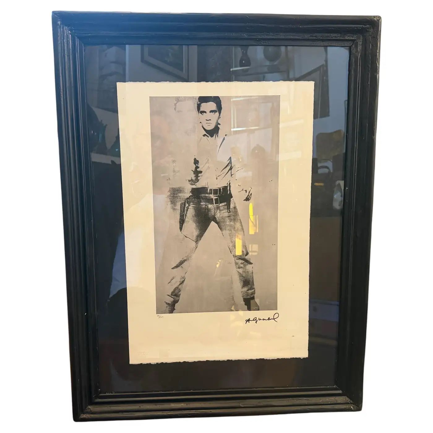 21st Century Black Framed Elvis Presley 40/100 Lithography by Andy Warhol