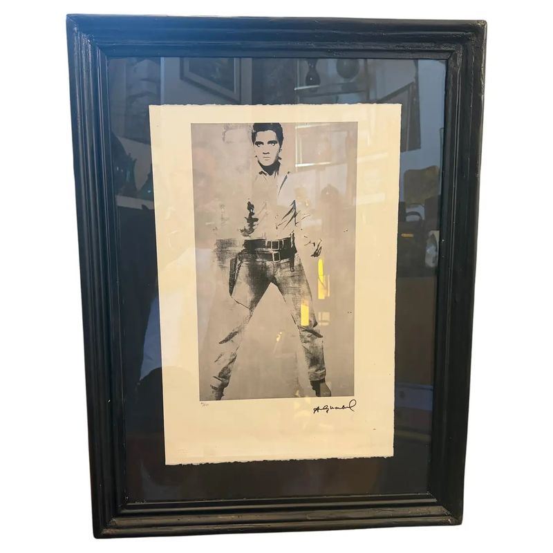 21st Century Black Framed Elvis Presley 40/100 Lithography by Andy Warhol