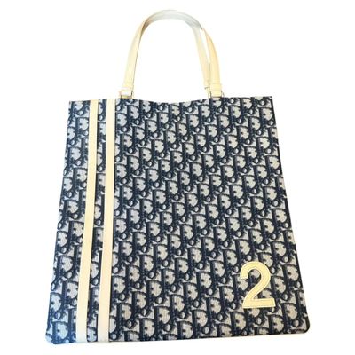 A 2000s John Galliano for Christian Dior Trotter Deep Blue and Cream Tote Bag