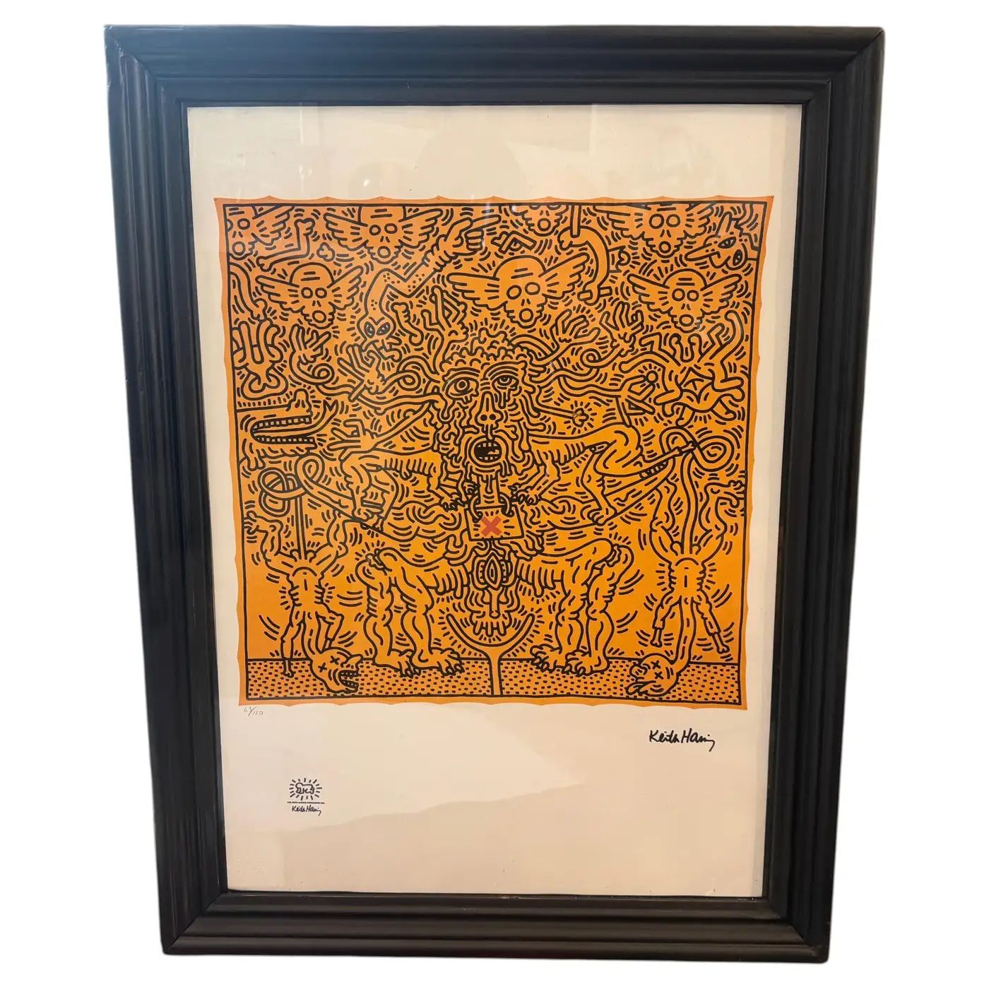 21st Century Keith Haring Pop art Framed 63/150 Untitled Lithography 21st Century Keith Haring Pop art Framed 63/150 Untitled Lithography