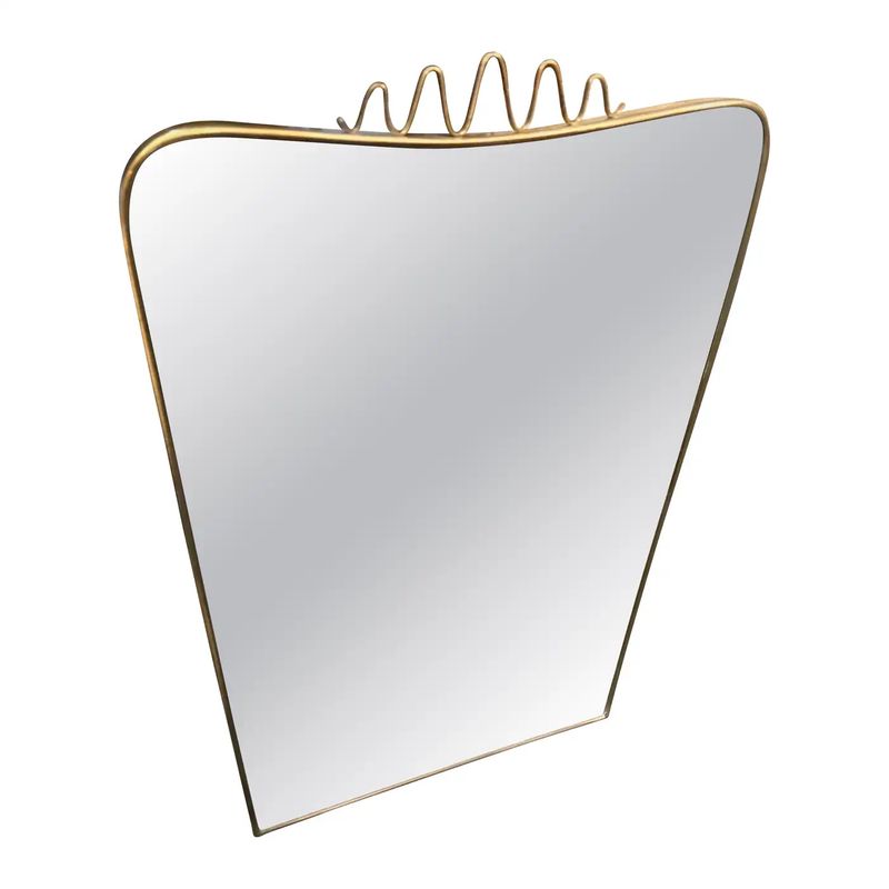 1950s Gio Ponti Mid-Century Modern Solid Brass Italian Wall Mirror