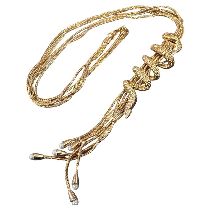 A 2000s High Quality Costume Jewelry Gilt Metal Italian Snake Necklace