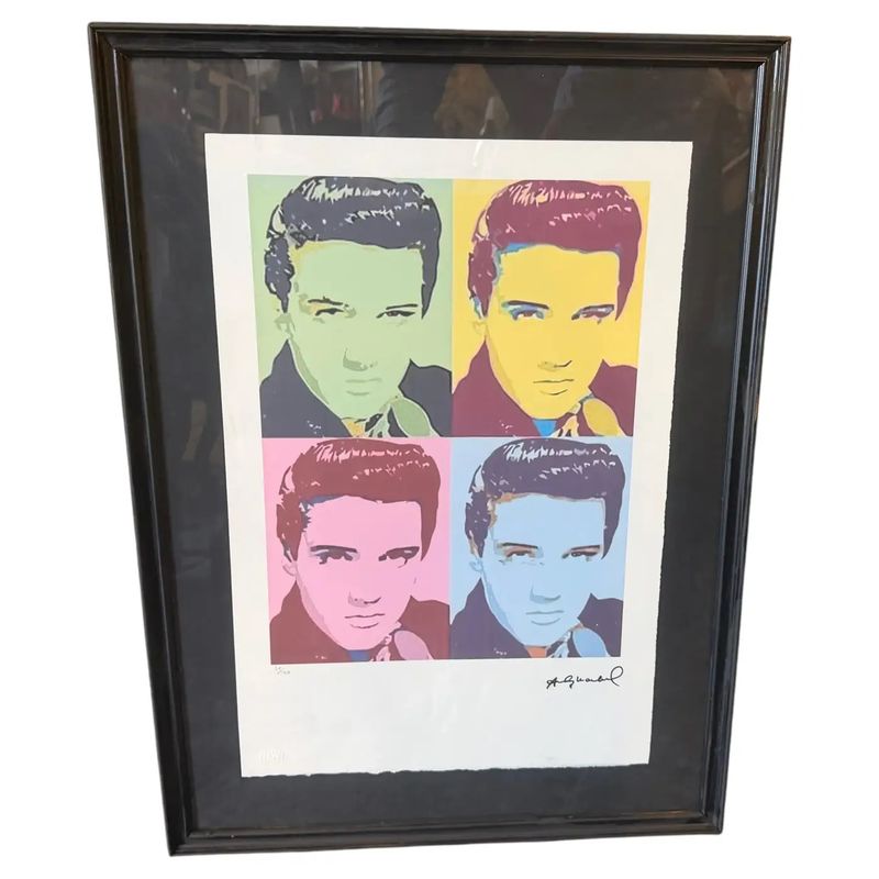 21st Century Andy Warhol Pop Art Framed Elvis Presley 52/100 Lithography