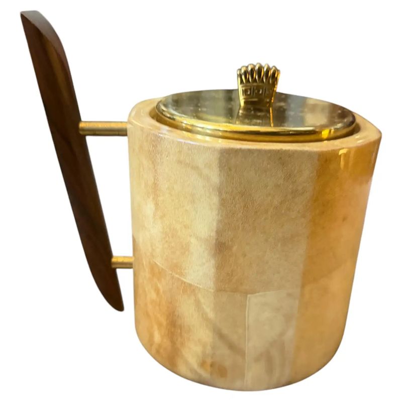 1950s Aldo Tura Mid-Century Modern Goatskin and Brass Ice Bucket