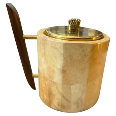 1950s Aldo Tura Mid-Century Modern Goatskin and Brass Ice Bucket
