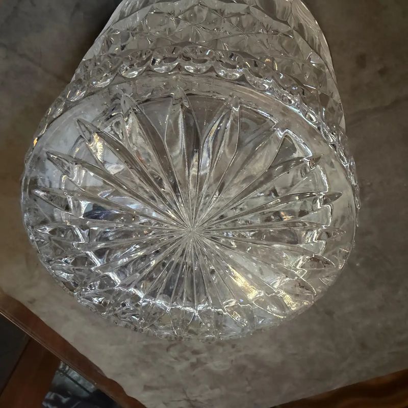 1980s Mid-Century Modern Cut Crystal and Chromed Metal French Wine Cooler