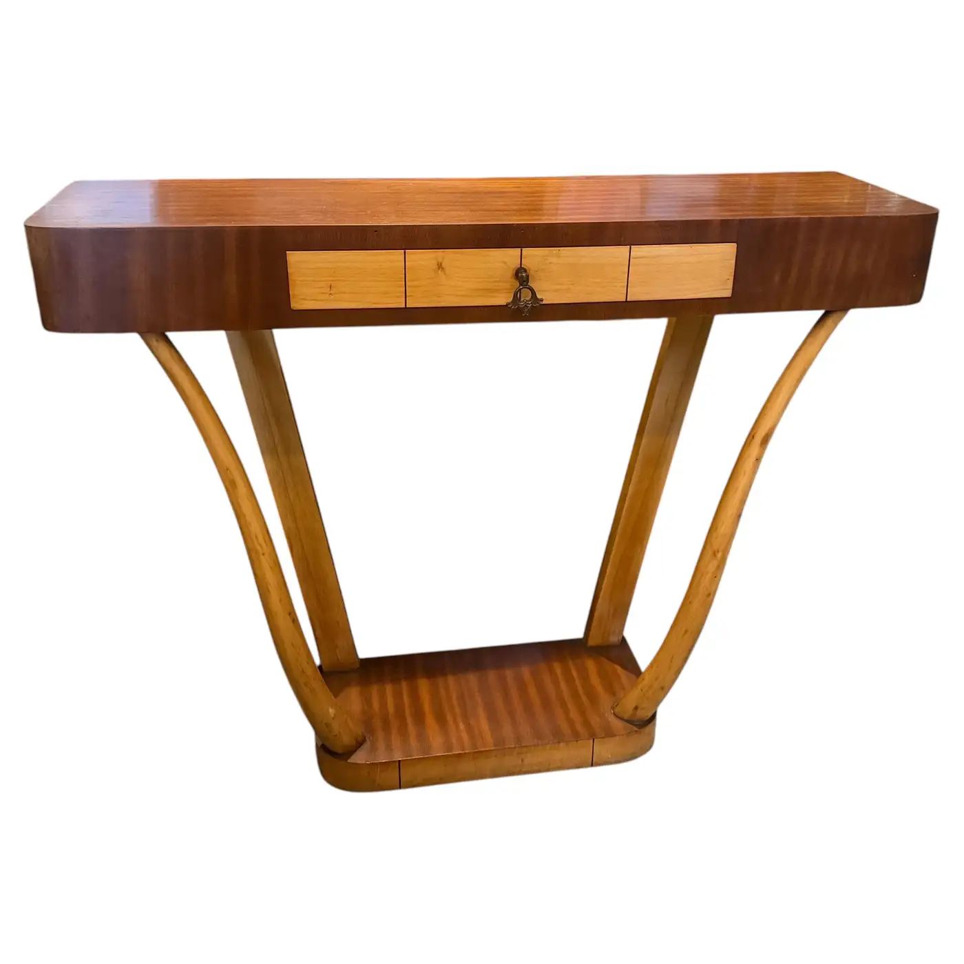 1950s Gio Ponti Style Mid-Century Modern Wood Italian Console 1950s Gio Ponti Style Mid-Century Modern Wood Italian Console