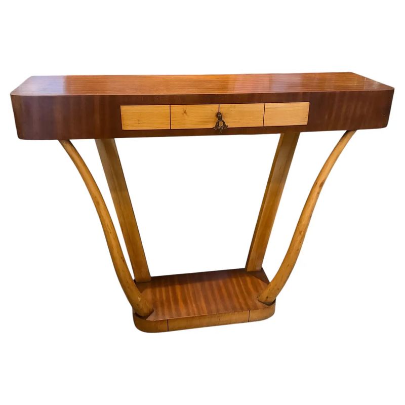 1950s Gio Ponti Style Mid-Century Modern Wood Italian Console