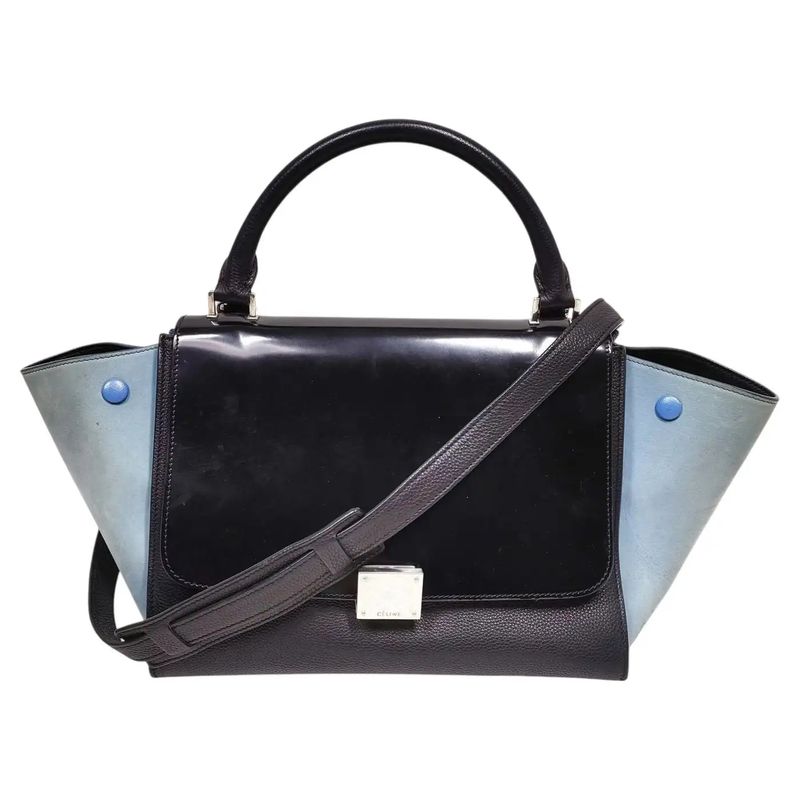 2016 Celine Black and Blue Leather Trapeze Shoulder Bag By Celine