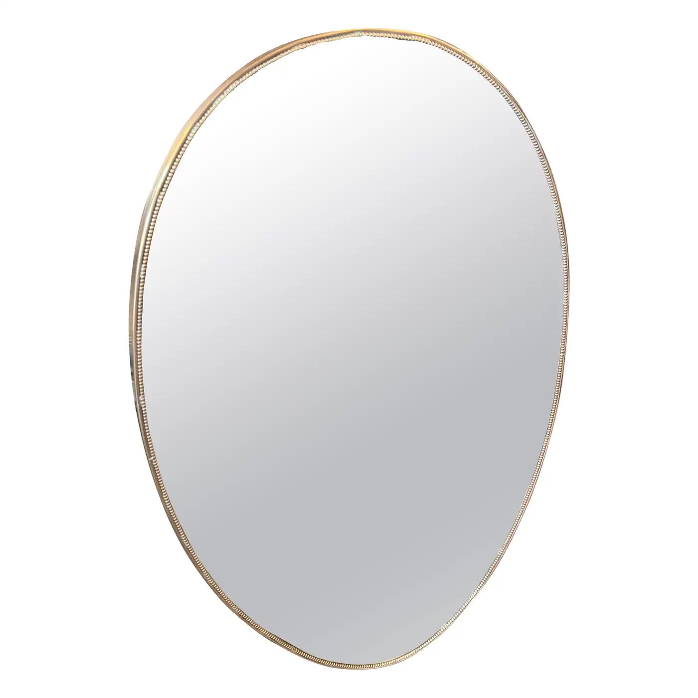 1960s Giò Ponti Style Mid-Century Modern Brass Italian Oval Wall Mirror