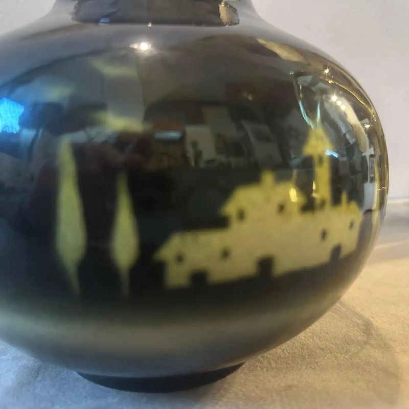 1930s Art Deco Air Brushed Black and Yellow Ceramic Italian Jug by Icap