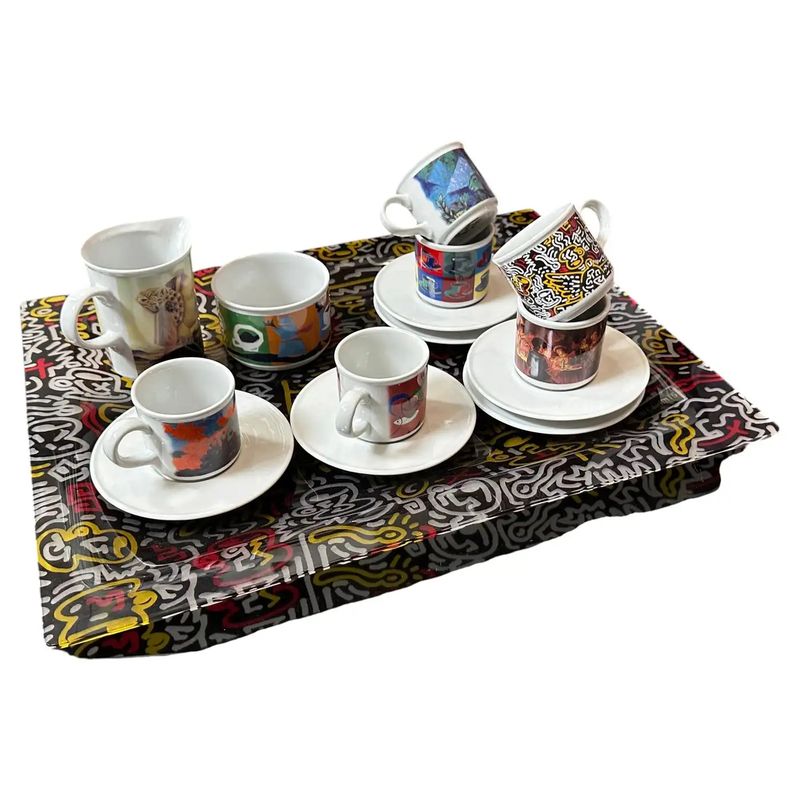 1990s Modern Coffee Service and Serving Tray Cafè des Arts by Lavazza