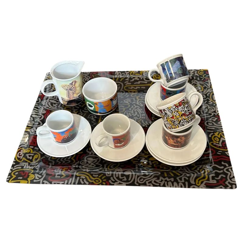 1990s Modern Coffee Service and Serving Tray Cafè des Arts by Lavazza 1990s Modern Coffee Service and Serving Tray Cafè des Arts by Lavazza