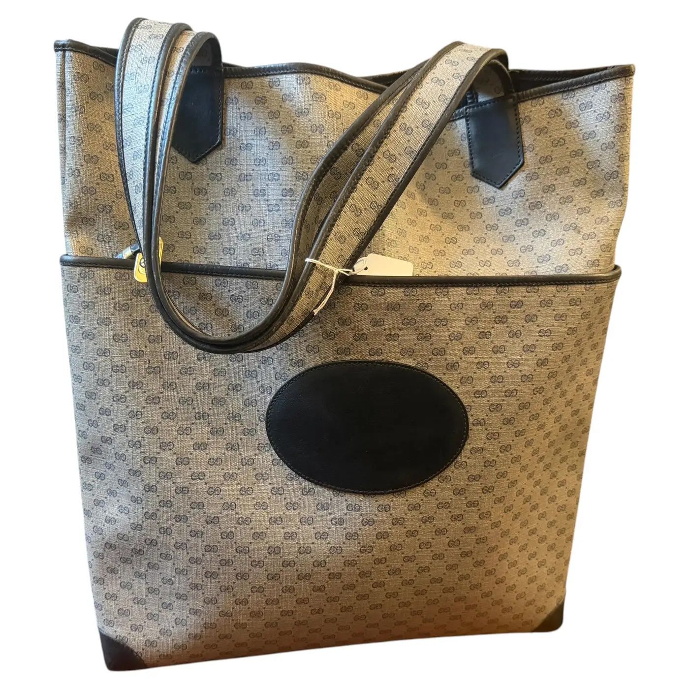 20th Century Gucci Navy Leather and Microguccissima Monogram Canvas Tote Bag 20th Century Gucci Navy Leather and Microguccissima Monogram Canvas Tote Bag
